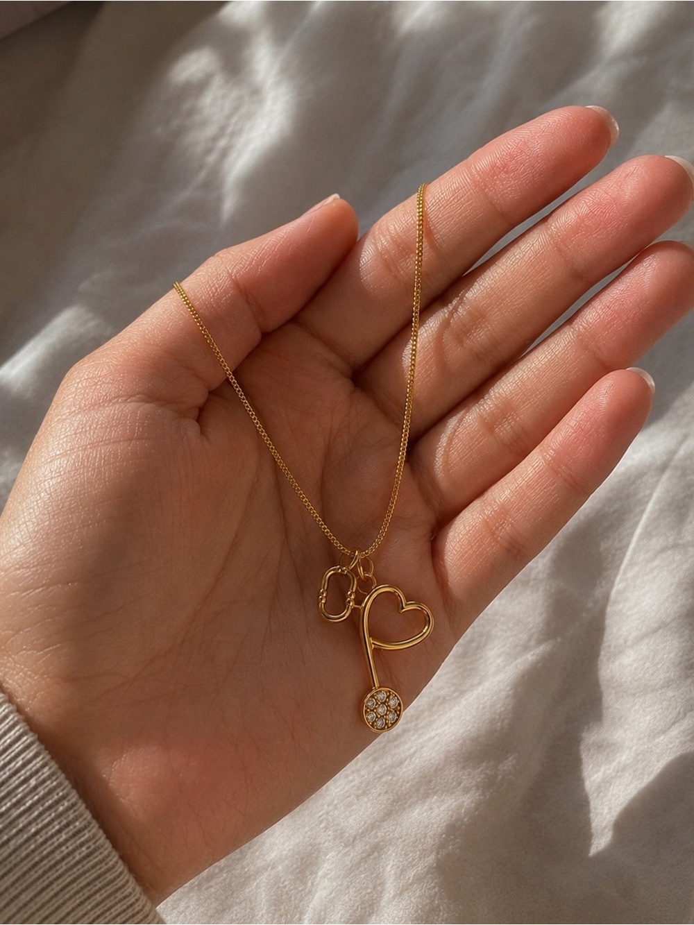 Gold Stethoscope Heart Necklace, Cubic Zirconia Nurse Necklace, Medical Jewelry - Picture 3 of 3